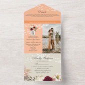 Peach Fuzz Rustic String Lights Wedding All In One Einladung (Innen Boden)