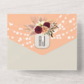 Peach Fuzz Rustic String Lights Wedding All In One Einladung (Rückseite)