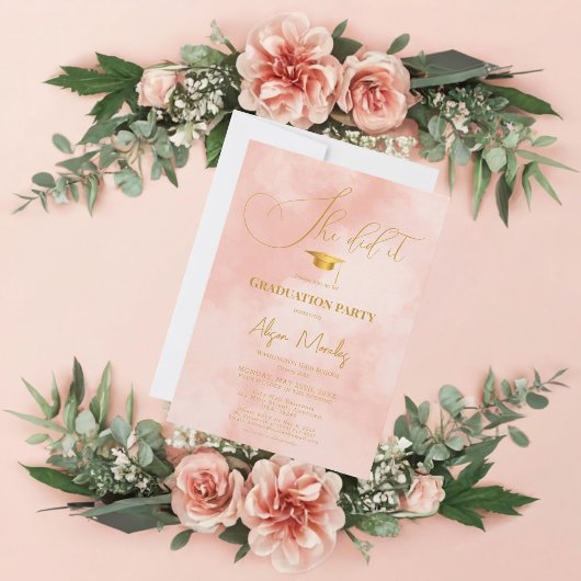 Peach Fuzz Simple Classic Abschluss Sie tat es Einladung