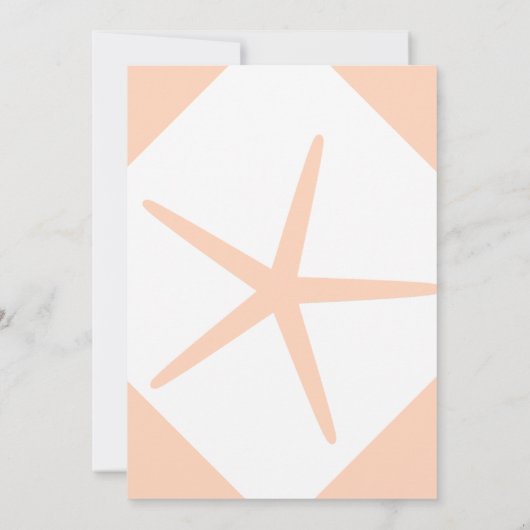 Peach Fuzz Starfish Eleganter Tropical Beach Hochz Einladung (Rückseite)