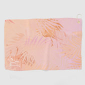 Peach Fuzz Tropical Blätter Personalisiert Monogra Golfhandtuch (Horizontal)