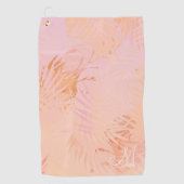 Peach Fuzz Tropical Blätter Personalisiert Monogra Golfhandtuch (Vorderseite)