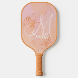 Peach Fuzz Tropical Blätter Personalisierte Gesche Pickleball Schläger
