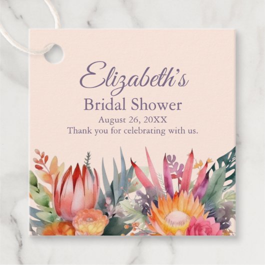 Peach Fuzz Tropical Blume Brautparty Geschenkanhänger (Vorderseite)