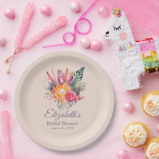 Peach Fuzz Tropical Blume Brautparty Pappteller (Party)