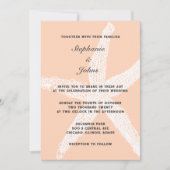 Peach Fuzz Tropical Large Starfish Beach Hochzeit Einladung (Vorderseite)