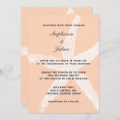 Peach Fuzz Tropical Large Starfish Beach Hochzeit Einladung (Vorne/Hinten)