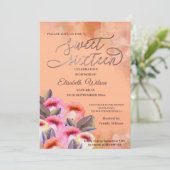 Peach fuzz tulip errötete Wasserfarbe Einladung (Stehend Vorderseite)