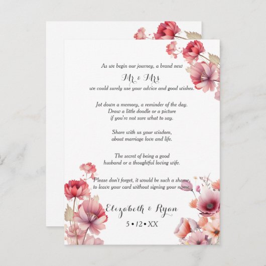 Peach Fuzz Wedding Advice Well Wwish Hinweiskarte (Vorne/Hinten)