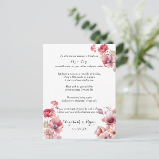 Peach Fuzz Wedding Advice Well Wwish Hinweiskarte (Stehend Vorderseite)