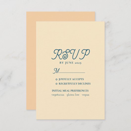 Peach Fuzz Wedding RSVP Card (Vorne/Hinten)