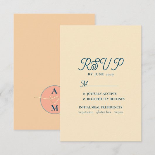Peach Fuzz Wedding RSVP Card Karte (Vorne/Hinten)