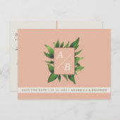 Peach Fuzz Wedding Speichern Sie das Datum der Ein Ankündigungspostkarte (Vorne/Hinten)
