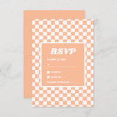 Peach Fuzz White Checkered Gingham Pattern RSVP Karte (Vorne/Hinten)