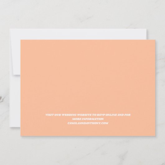 Peach Fuzz White Checkered Gingham Pattern Wedding Einladung (Rückseite)