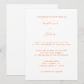 Peach Fuzz White Elegante Einfache Hochzeit Einladung (Vorne/Hinten)