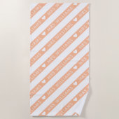 Peach Fuzz White Striped Muster Mrs Bride Wedding Strandtuch (Vorderseite)