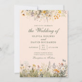 Peach Fuzz Wildblume Meadow Wedding Einladung (Vorderseite)