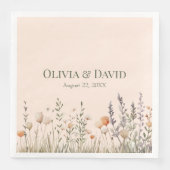 Peach Fuzz Wildblume Meadow Wedding Napkins Serviette (Vorderseite)