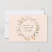Peach Fuzz Wildblume Meadow Wedding RSVP Card Dankeskarte (Rückseite)