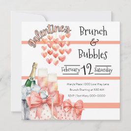 Peach Galentine's Brunch and Bubbles Einladung