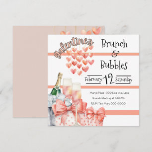 Peach Galentine's Brunch and Bubbles Einladung