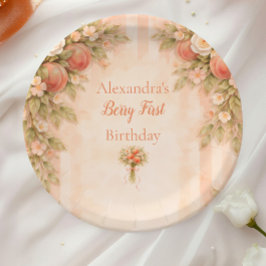 Peach Garden 1st Birthday Pappteller