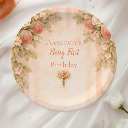 Peach Garden 1st Birthday Pappteller