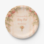 Peach Garden 1st Birthday Pappteller (Vorderseite)