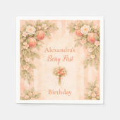Peach Garden 1st Birthday Serviette (Vorderseite)