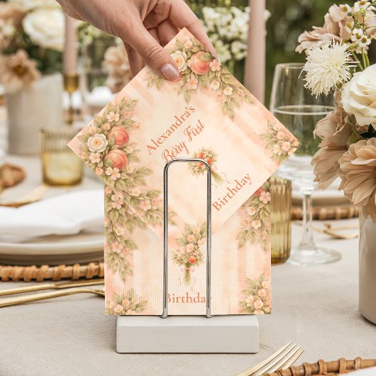 Peach Garden 1st Birthday Serviette