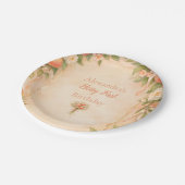 Peach Garden Floral First Birthday 1st Birthday Pappteller (Schrägansicht)