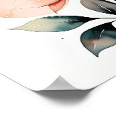 Peach Garden Wasserfarbe Blüte Poster (Ecke)