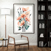 Peach Garden Wasserfarbe Blüte Poster