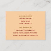 Peach Gardener Landscaper Florist Sonnenblume Visitenkarte (Rückseite)