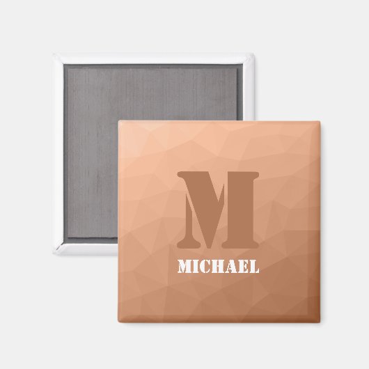 Peach geometric mesh pattern Monogram Magnet (Vorderseite/Rückseite)