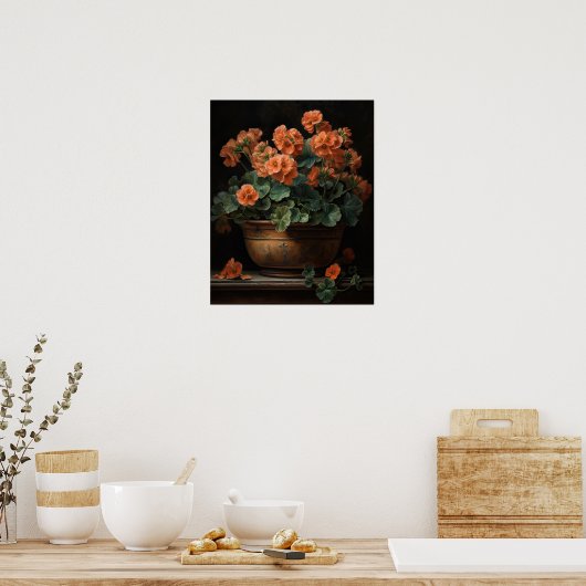Peach Geranium Blume Art Print Poster (Küche)