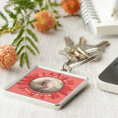 Peach Gerber Daisy Baby Foto Schlüsselanhänger (Seite)