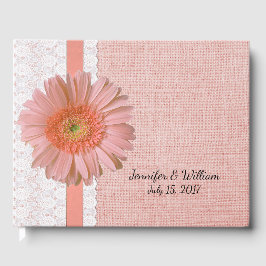 Peach Gerber Daisy Wedding Gästebuch