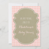 Peach Gingham Burlap Baby Shower Einladungen (Vorderseite)