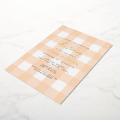 Peach Gingham Christening Foil Einladung (Gedreht)