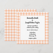 Peach Gingham Country Wedding Einladung (Vorne/Hinten)