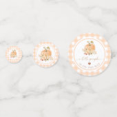 Peach Gingham Fall Ein kleiner Kürbis ist unterweg Konfetti (Vorderseiten)