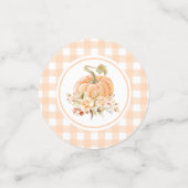 Peach Gingham Fall Ein kleiner Kürbis ist unterweg Konfetti (Klein Vorderseite)