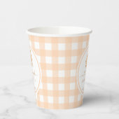 Peach Gingham Fall Ein kleiner Kürbis ist unterweg Pappbecher (Links)