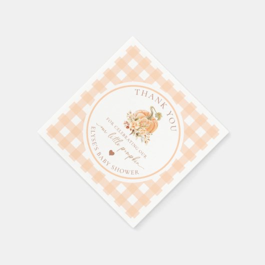 Peach Gingham Fall feiert unseren kleinen Pumpkin Serviette (Ecke)