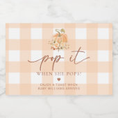 Peach Gingham Fall Pumpkin Pop It, wenn sie Pop Schaumweinetikett (Einzelnes Label)