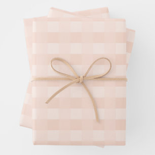 Peach Gingham Pattern Wrapping Paper Geschenkpapier Set