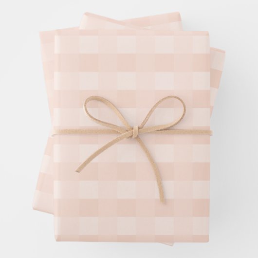 Peach Gingham Pattern Wrapping Paper Geschenkpapier Set (Beispiel)