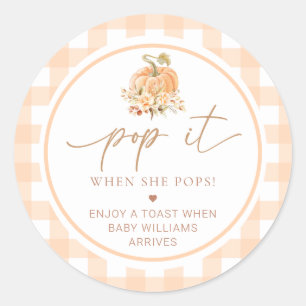 Peach Gingham Pumpkin Pop It, wenn sie Pop Runder Aufkleber